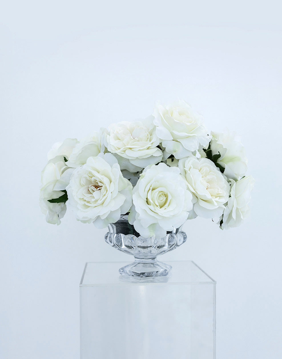 Pearl Compote Vase Arrangement
