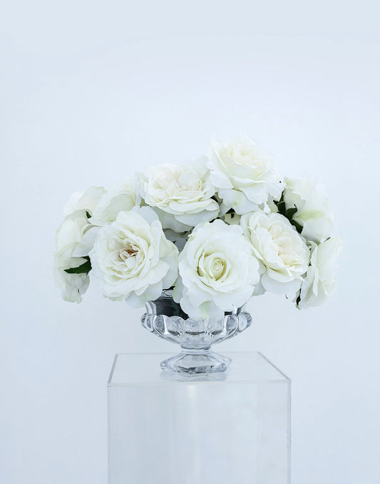 Pearl Compote Vase Arrangement